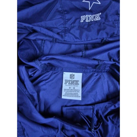 Victoria's Secret PINK Dallas Cowboys Blue Windbreaker Gameday Jacket Size M - Picture 2 of 10